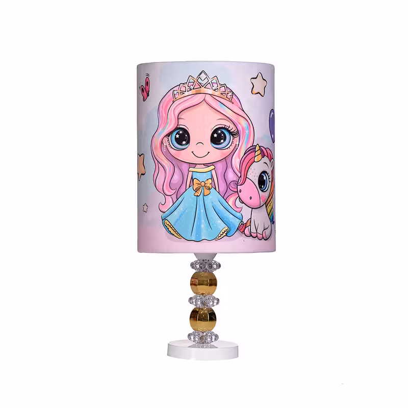 آباژور کودک مدل دختر و اسب تک شاخ رنگین کمان