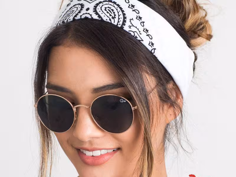 باندانا پیشانی و سر طرح بته جقه سفید