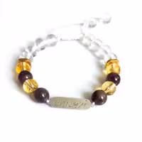 دستبند سنگ آمیتیست ، سیترین ، کریستال کوارتز و پلاک تو مرا جان و جهانی کد310014