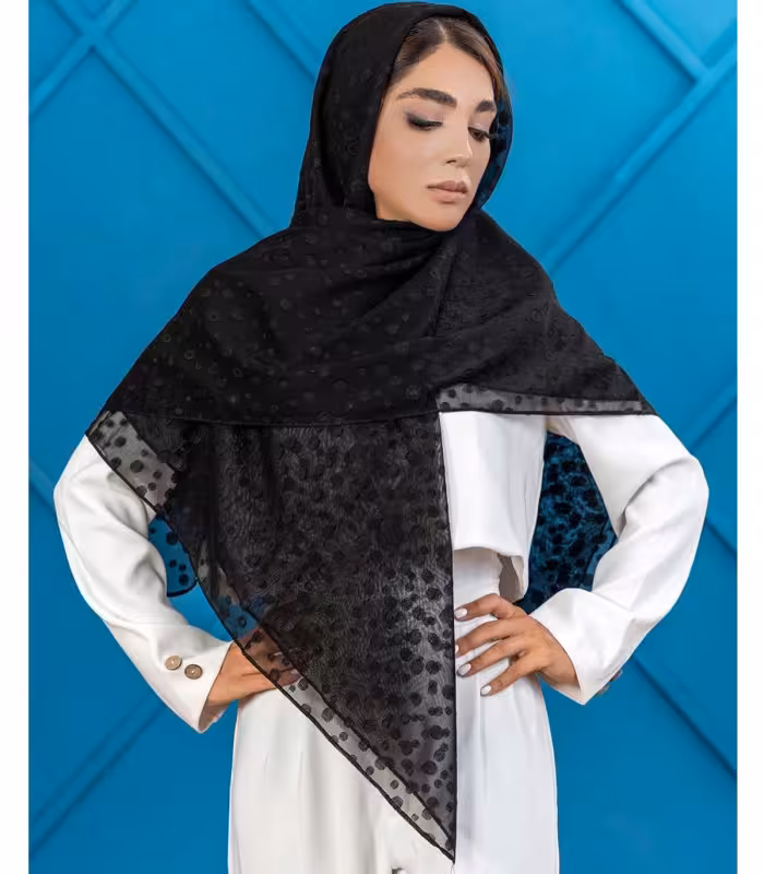 روسری مشکی مجلسی کرپ 2673