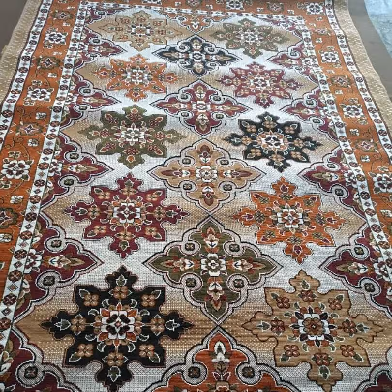 گلیم ماشینی طرح جدید12متری رنگ بژ نقشه کتیبه