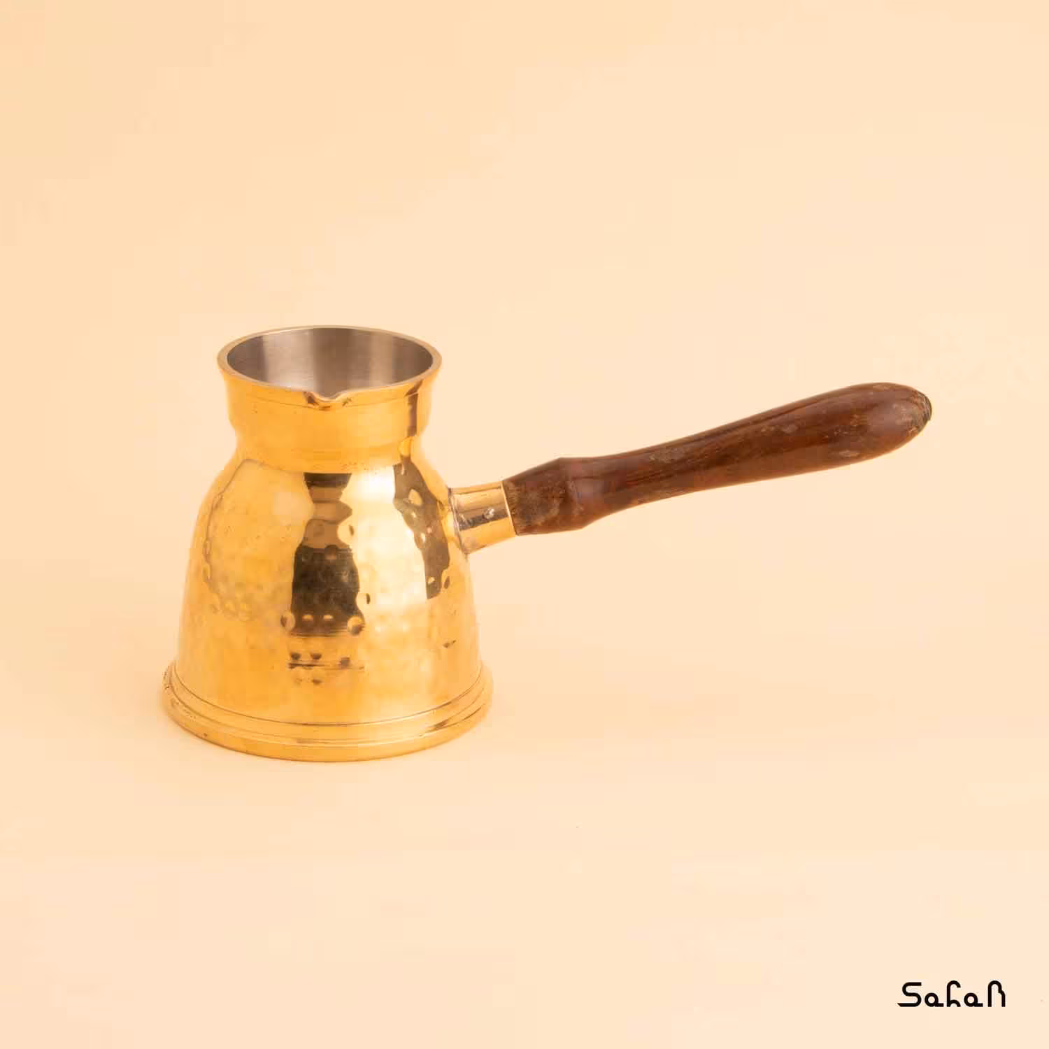 قهوه جوش برنجی طلایی بدون در مدل رز سایز 2