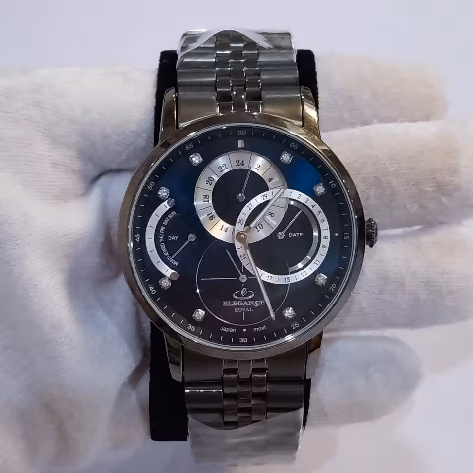 ساعت مردانه چهار موتوره  فول تایم الگانس مشکی