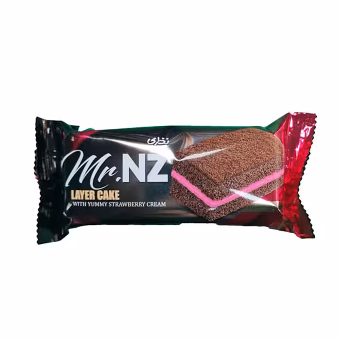 کیک اسفنجی کاکائویی با لایه توت فرنگی مستر ان زد نظری 50 گرم