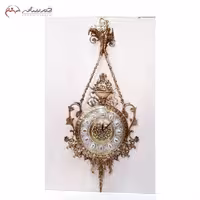 ساعت دیواری آویز برنزی با طرح گل برجسته