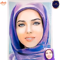 طراحی چهره مداد رنگی بهمراه لمینت و شاسی رایگان ( 30 در 40 سانتیمتر ) 