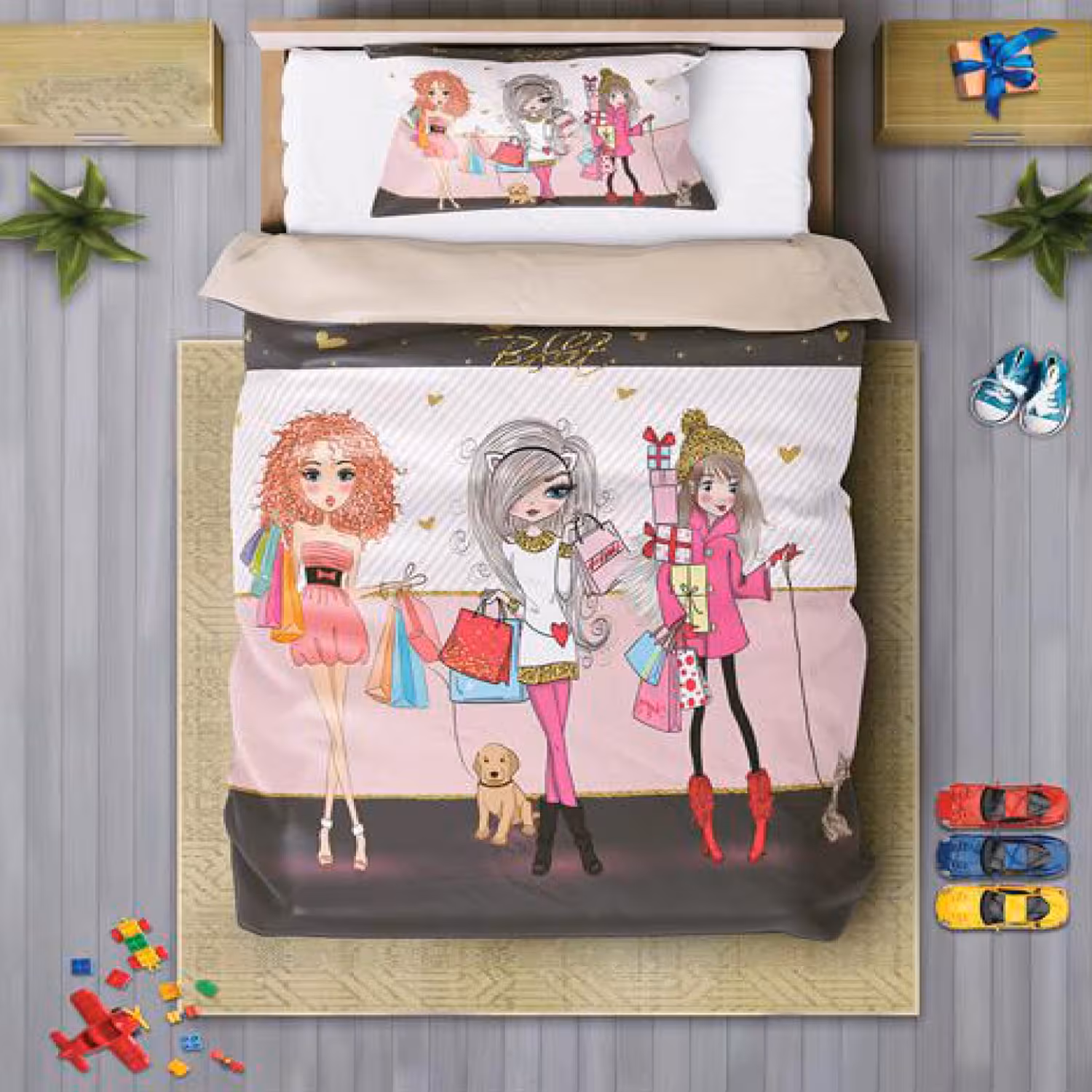 سرویس روتختی دخترانه چیداری مدل 7101 یک نفره چهار تکه