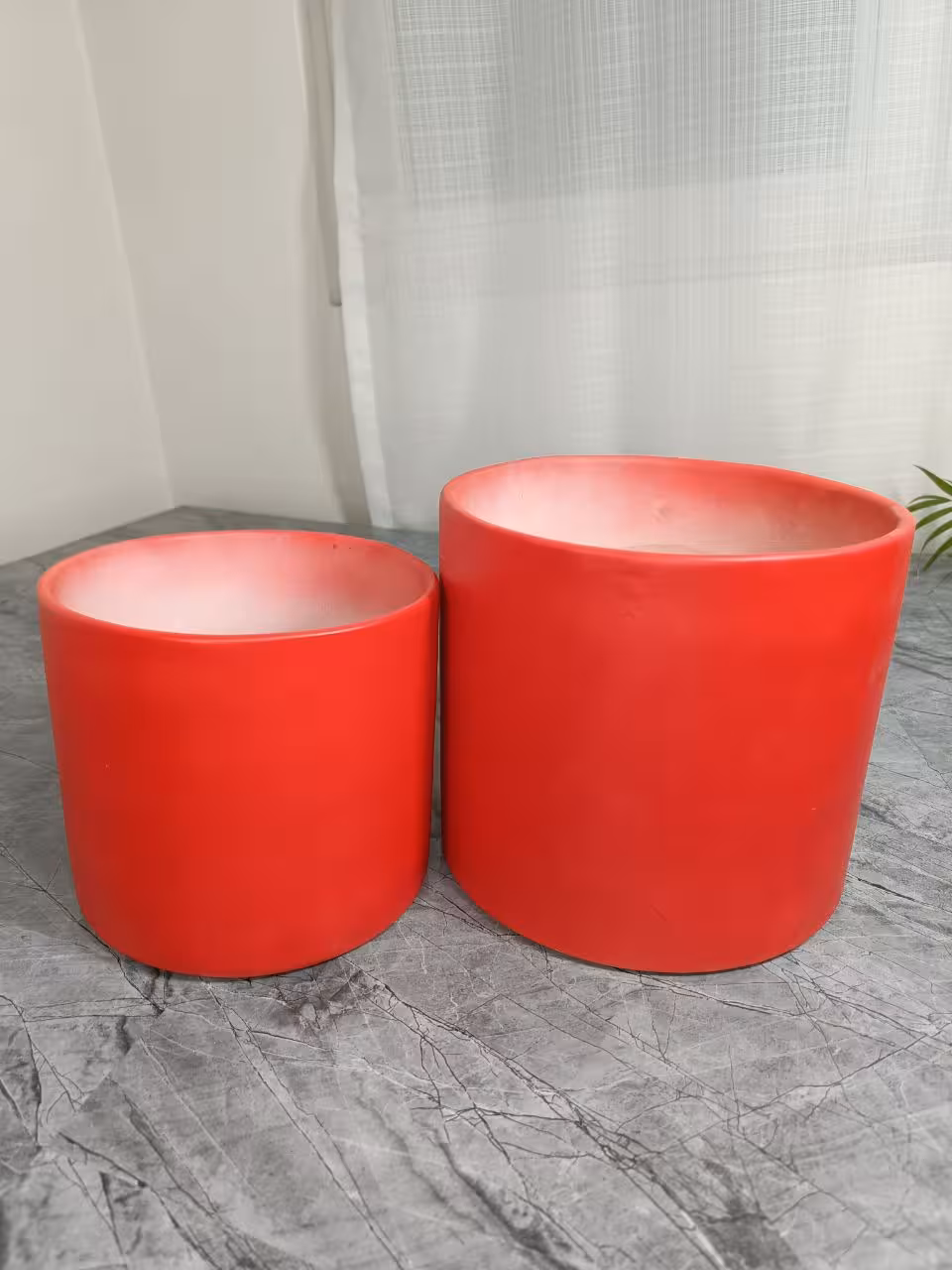 گلدان سرامیکی قرمز 2 عددی