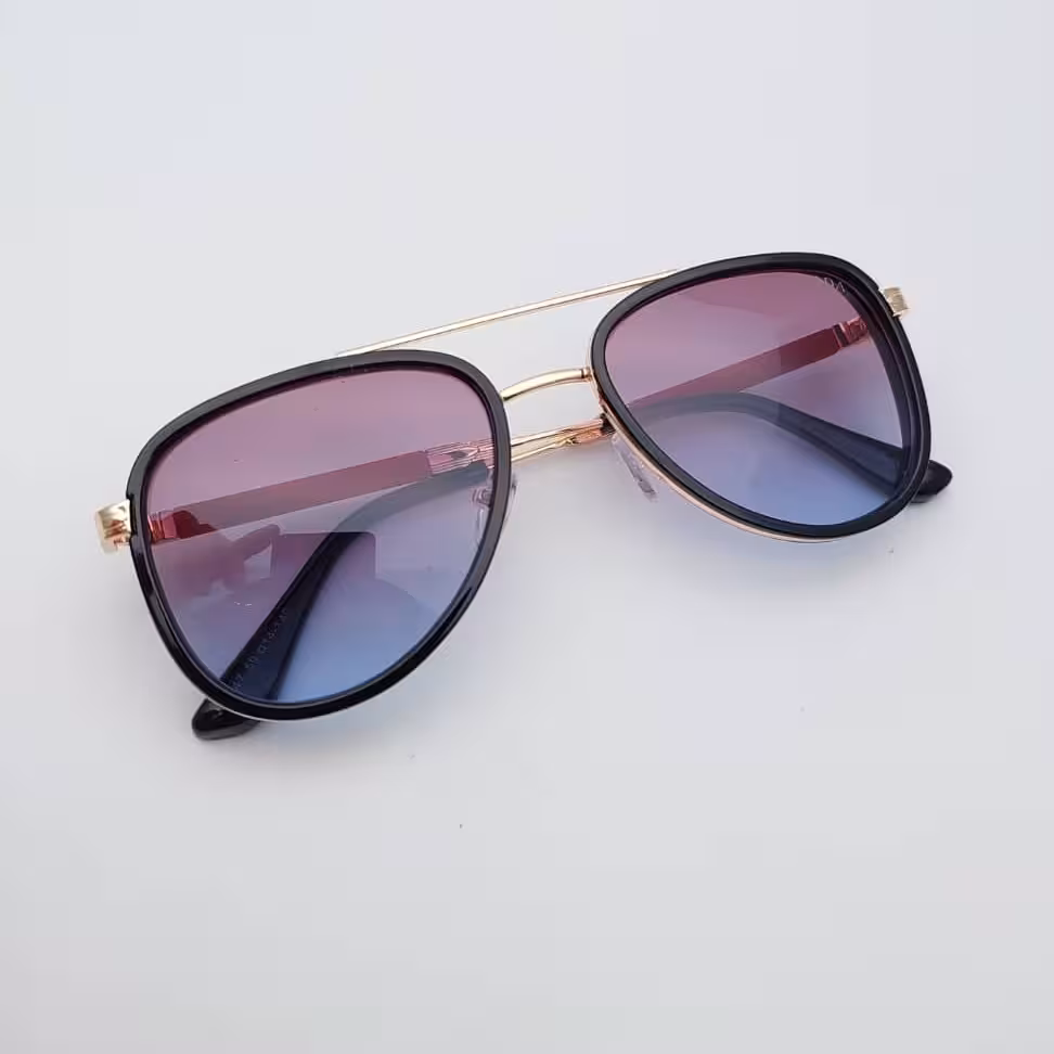 عینک آفتابی مردانه پرادا طرح خلبانی یووی 400 رنگ فریم مشکی طلایی ارسال رایگان 