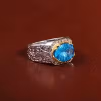 انگشتر توپاز آبی مردانه کد 30919 - جواهری مشاهیر