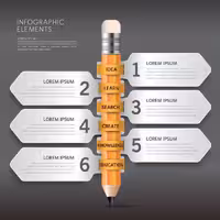 اینفوگرافیک با طرح مداد آموزشی و مطالعه کتاب