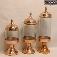 سرویس 3 عددی بانکه مس و شیشه پایه دار نانو مدل ترنج