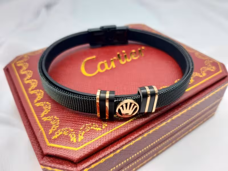 دستبند حصیری رولکس با لایه چرم