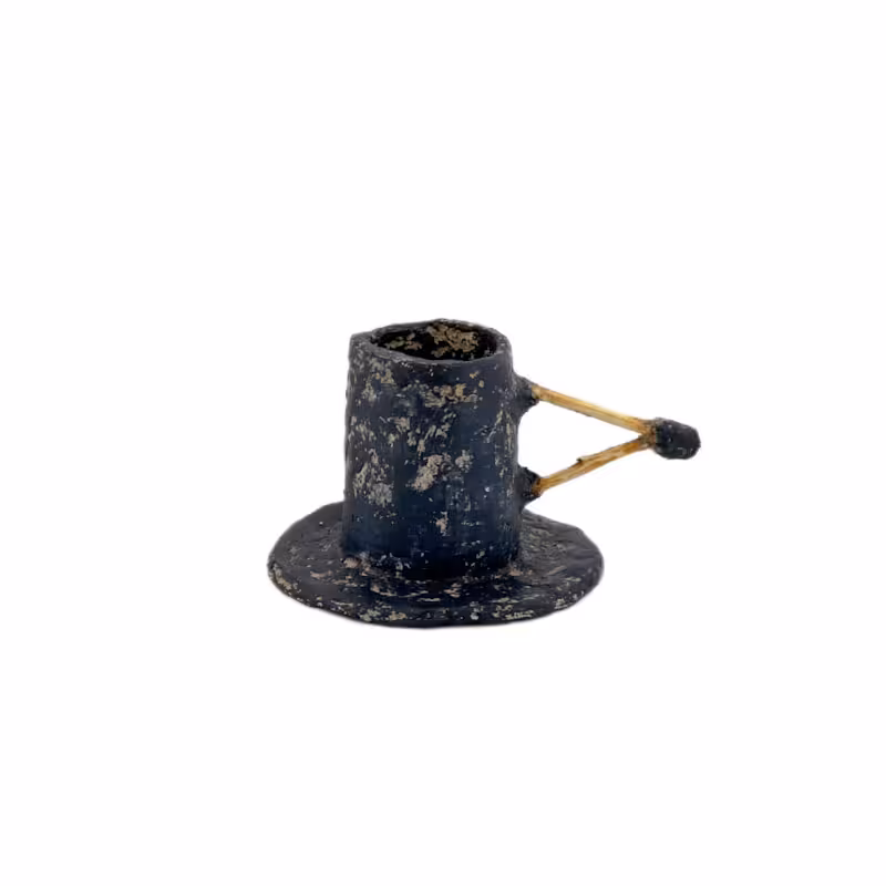 جا شمعی سرمه ای پاپیه ماشه