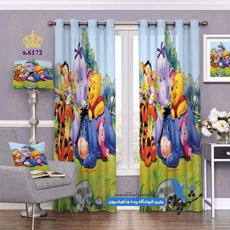 پرده پانچ کودکانه طرح کارتونی وینی خرسه کد s-6172