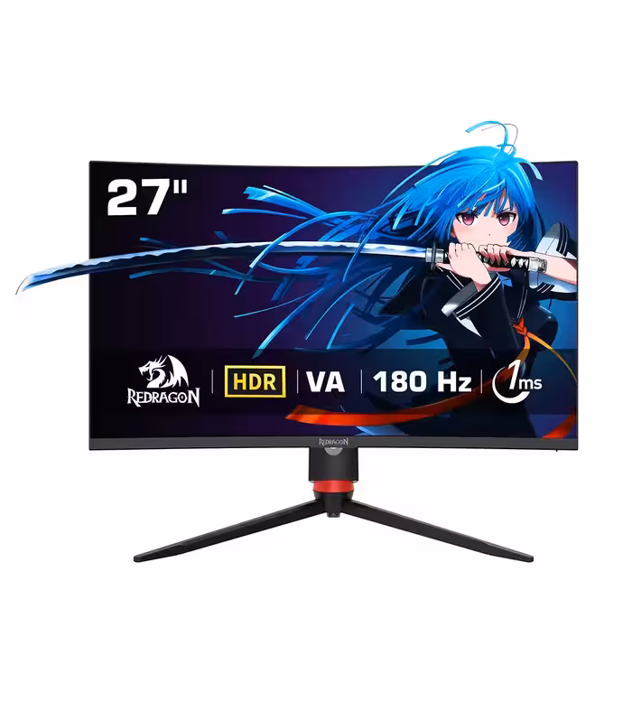 مانیتور گیمینگ Redragon Q2712RVC نمایشگر خمیده 27 اینچ QHD با نرخ 180Hz و پنل VA