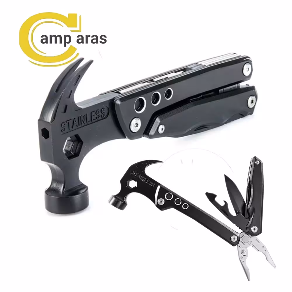 ابزار چندکاره چکش تاشو کمپینگ STAINLESS GW1122 ضد زنگ - کمپ آراس