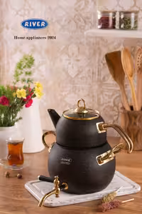 کتری قوری شیردار 2/8 لیتر گرانیتی ریور RIVER مشکی کد 5862