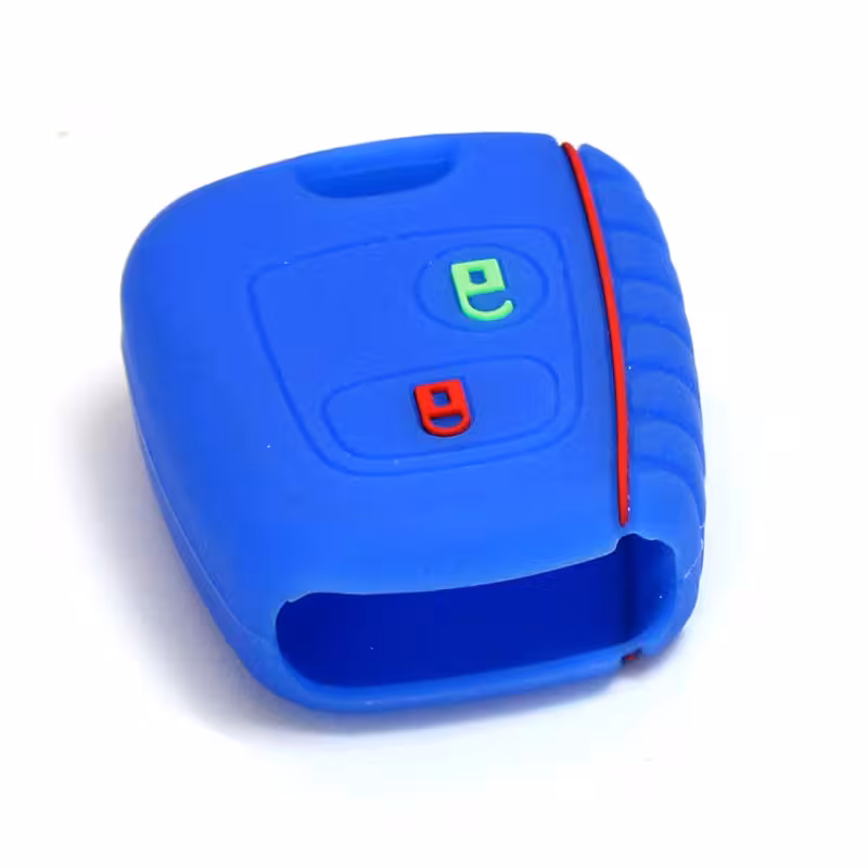 کاور سوییچ سیلیکونی (2 دکمه) آرم پژو طرح دار – آبی