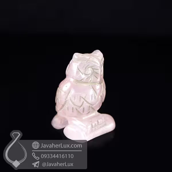 مجسمه جغد سنگ رز کوارتز _ کد : 400414