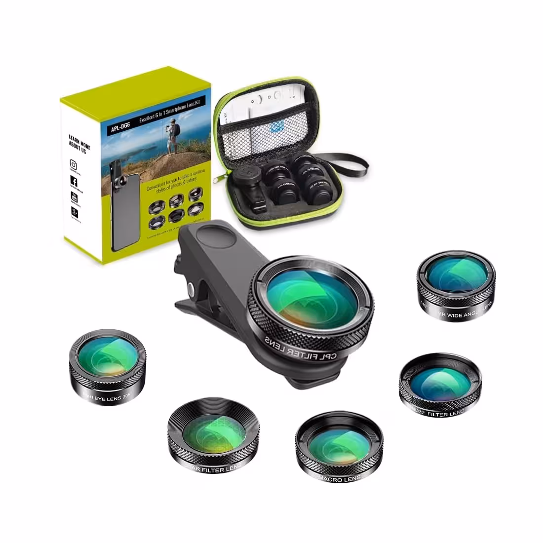 پکیج 6 عددی لنز دوربین موبایل اپکسل apexel APL-DG6
