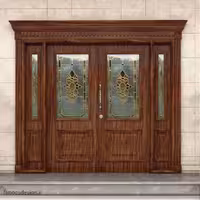 درب ضد سرقت چوبی شیشه خور لابی کد 1306