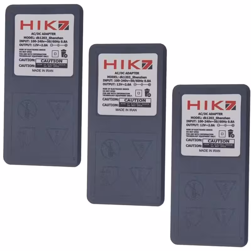 آداپتور 12 ولت 2 آمپر مدل Hik7 بسته 3 عددی | کالا مکس