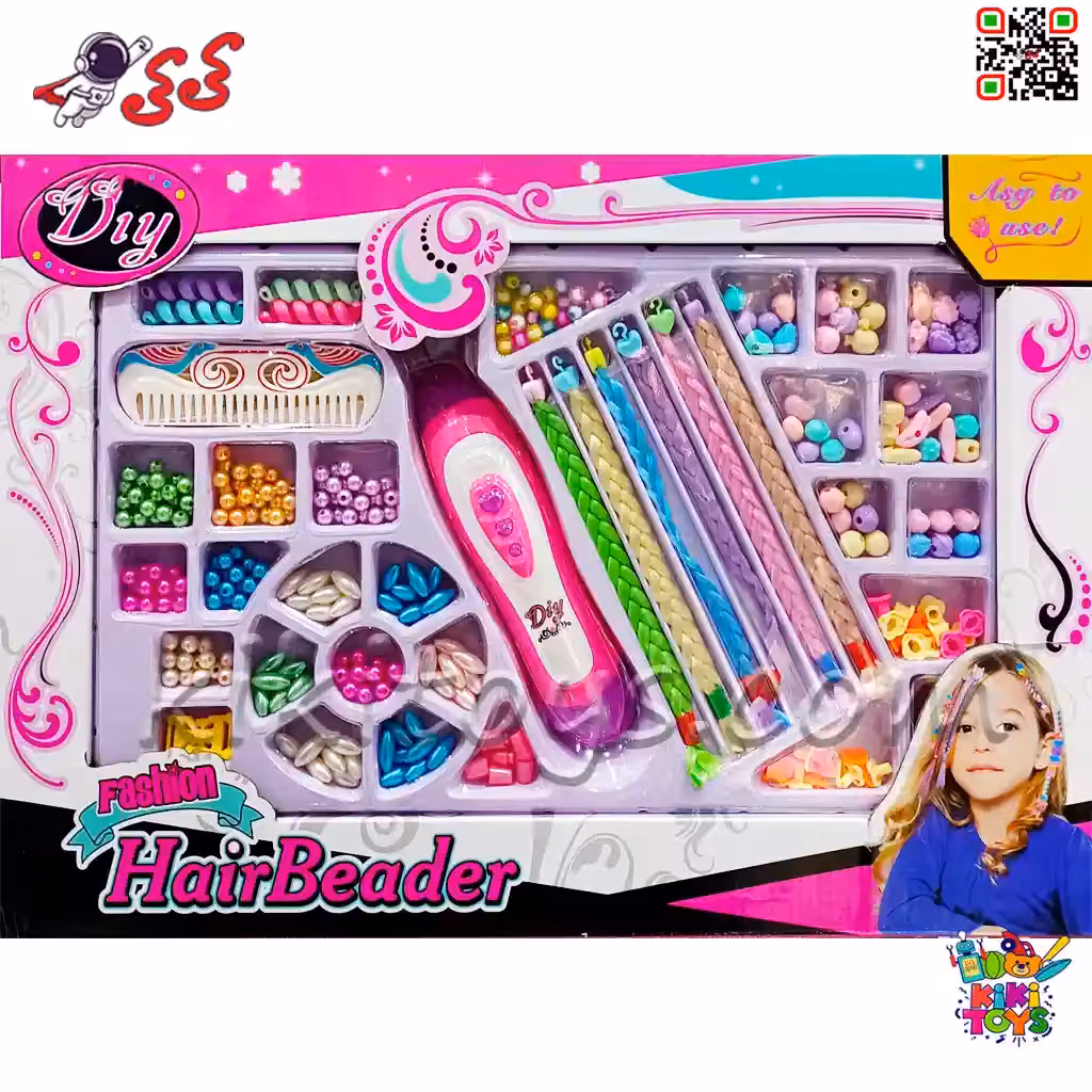 اسباب بازی بافت و تزیین مو دخترانه مدل Fashion Hair Beader 002 – به همراه دستگاه بافت مو، مهره، نخ و شانه