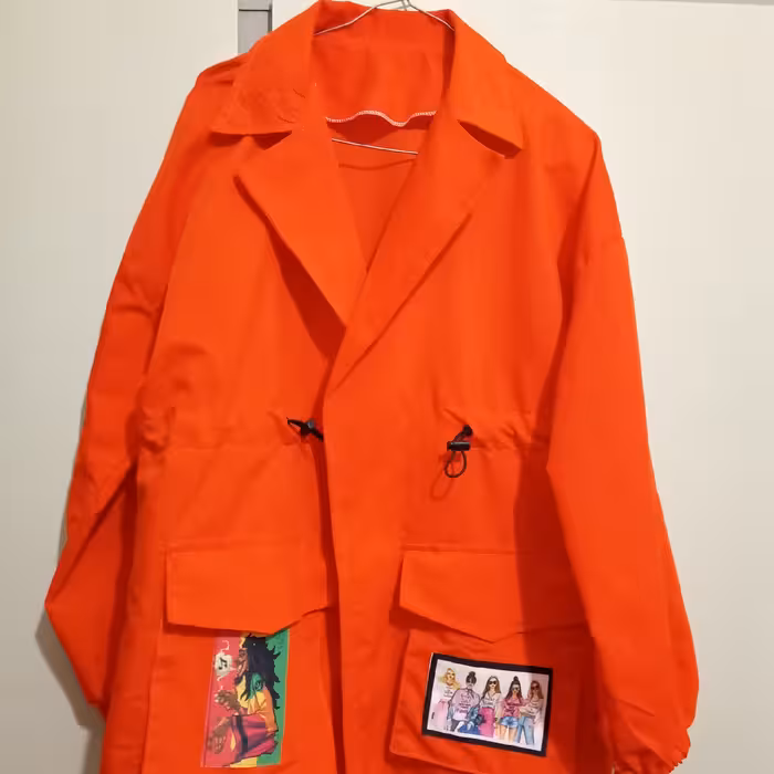 مانتو کتی جنس داکرون رنگ نارنجی فوق العاده زیبا کمر گت و  مچ کشی  فری سایز مناسب سایز 38 تا 46 قد مانتو 80 سانت