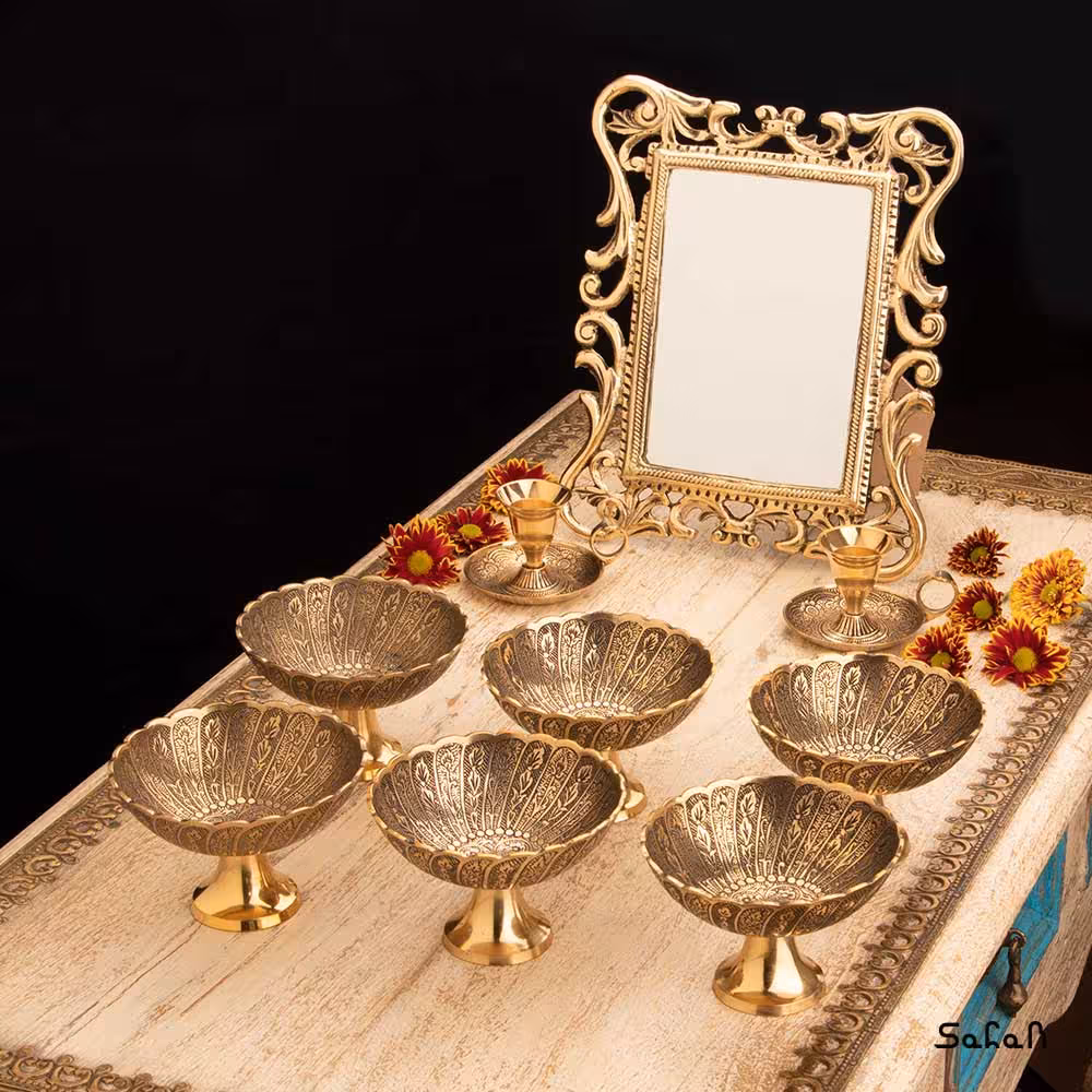 ست هفت سین برنجی طلایی کد 1112