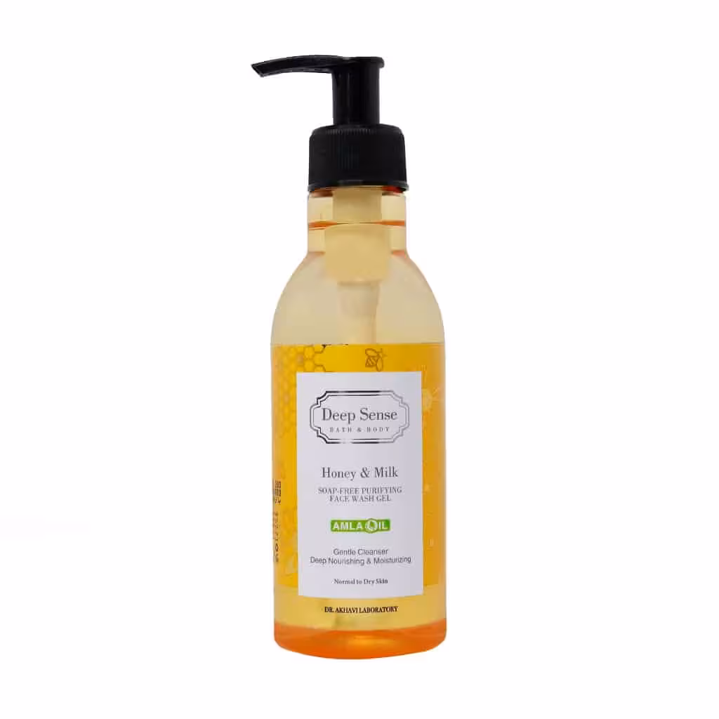 ژل شستشوی صورت شیر عسل دیپ سنس مناسب پوست معمولی و خشک 250 میلی لیتر Deep Sense Honey & Milk Face Wash Gel 250 ml