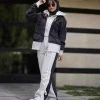 ست هودی و شلوار دورس اعلا و کتان کشی مدل قربه