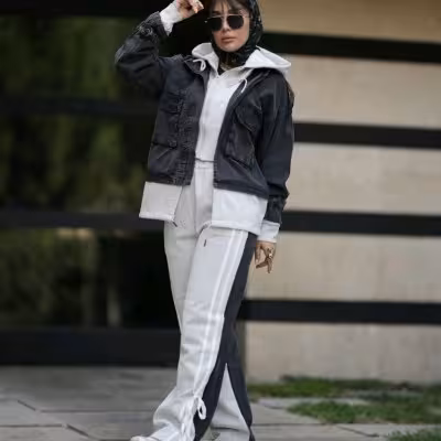 ست هودی و شلوار دورس اعلا و کتان کشی مدل قربه