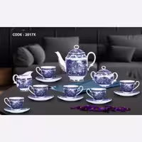 سرویس چایخوری 17 پارچه باواریا BAWARIAطرح آکسفورد آبی(شهرستان(تیپاکس)-تهران(پیک))