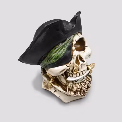 مجسمه جمجمه کاپیتان تک چشم مدل Knife رنگ استخوانی کد Shah-268