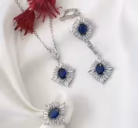 نیمست یاقوت کبود نقره جواهری کد 00264