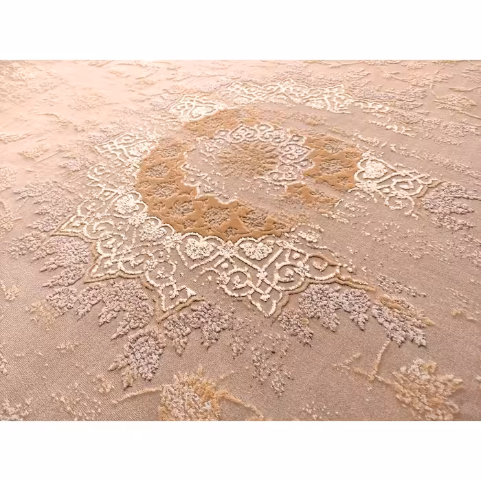  فرش ماشینی زمرد مشهد طرح کهنه نما مدل AN007 زمینه بژ 