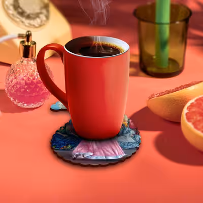 زیر لیوانی مدل بته جقه طرح ترمه مجموعه 6 عددی