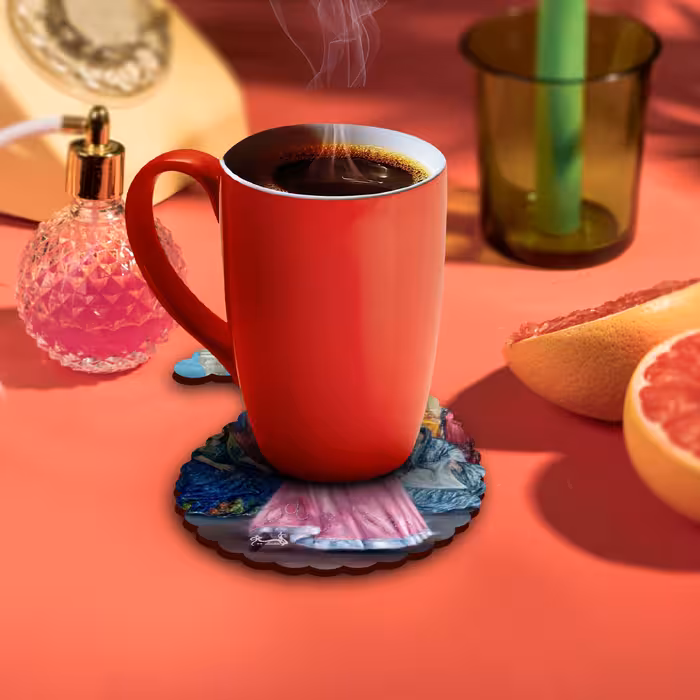 زیر لیوانی مدل بته جقه طرح ترمه مجموعه 6 عددی