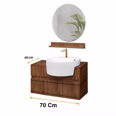 ست کابینت و روشویی آزالیا مدل Milana 15 به همراه آینه و شلف