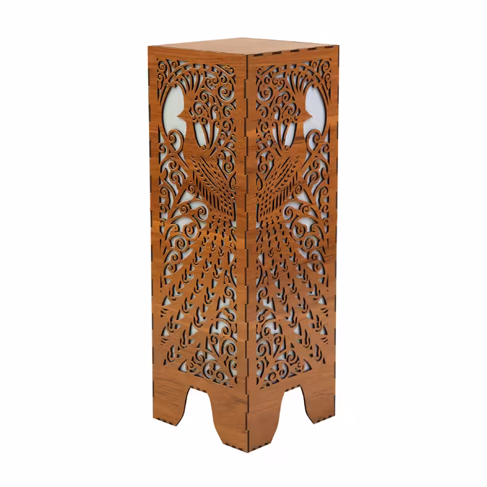 آباژور ایستاده چوب ارا طرح طاووس