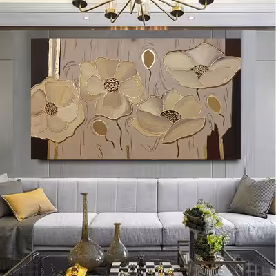 تابلو نقاشی ورق طلا طرح گل کد 0091  