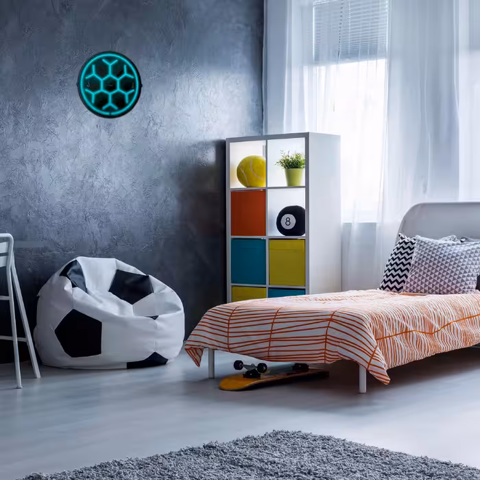 چراغ دیواری نئون دیزاین مدل Soccer-Ball-BL_TBL