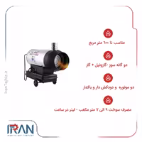 جت‌هیتر دوگانه سوز ‌دودکش‌دار نیرو تهویه البرز مدل 2EDB-120