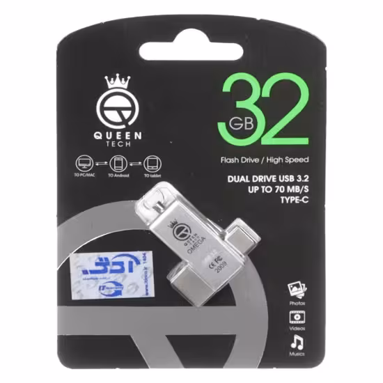 فلش مموری کوئین تک مدل Omega USB3.2 Type-C ظرفیت 32 گیگابایت