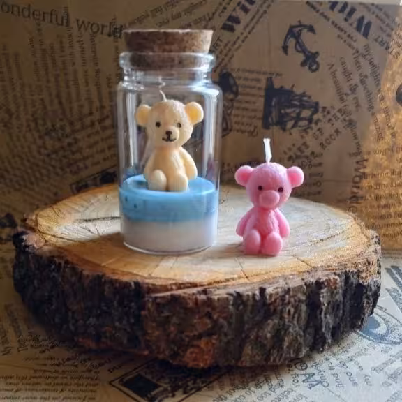 شمع تدی شیشه ای9سانتی متری