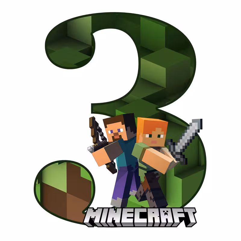 استند رومیزی مدل عدد 3 طرح ماین کرافت کد 1726