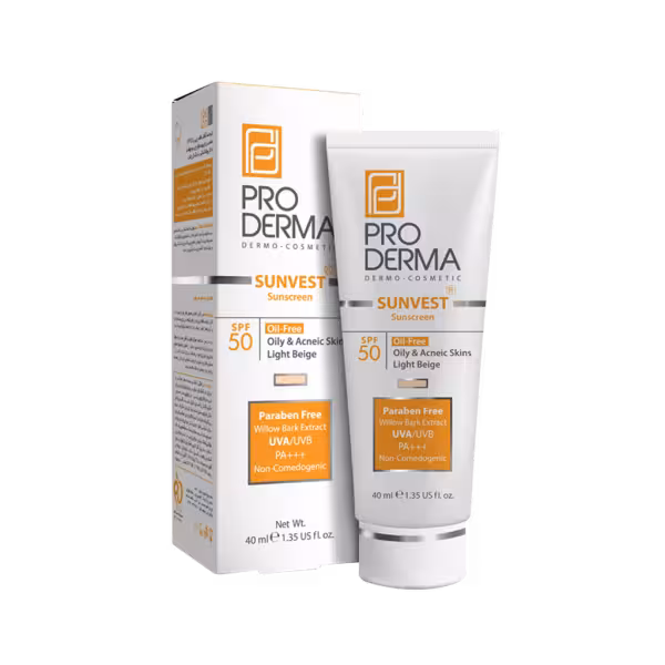 کرم ضد آفتاب فاقد چربی پرودرما SPF50 مناسب پوست های چرب و جوش دار 40 میلی لیتر