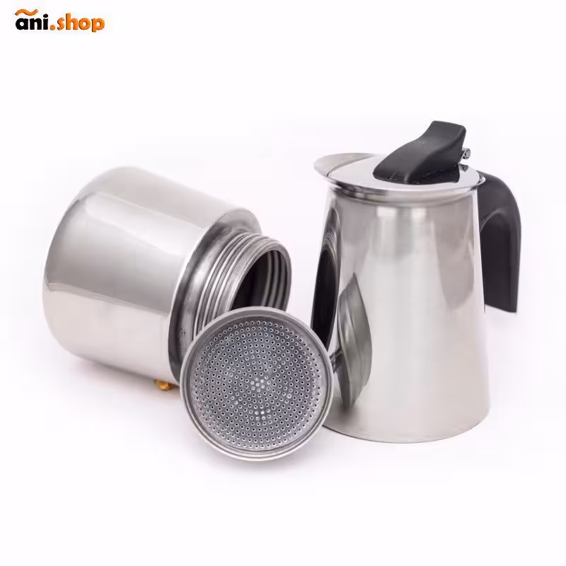 قهوه جوش استیل 2 کاپ ez-202 استیل و مشکی