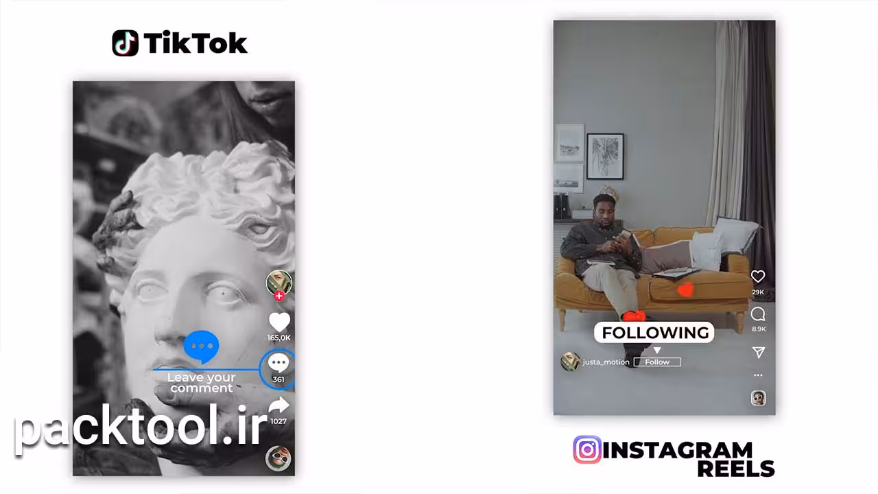 دانلود پروژه آماده افتر افکت المنت های تیک تاک و اینستاگرام TikTok & Instagram Elements - پک تول